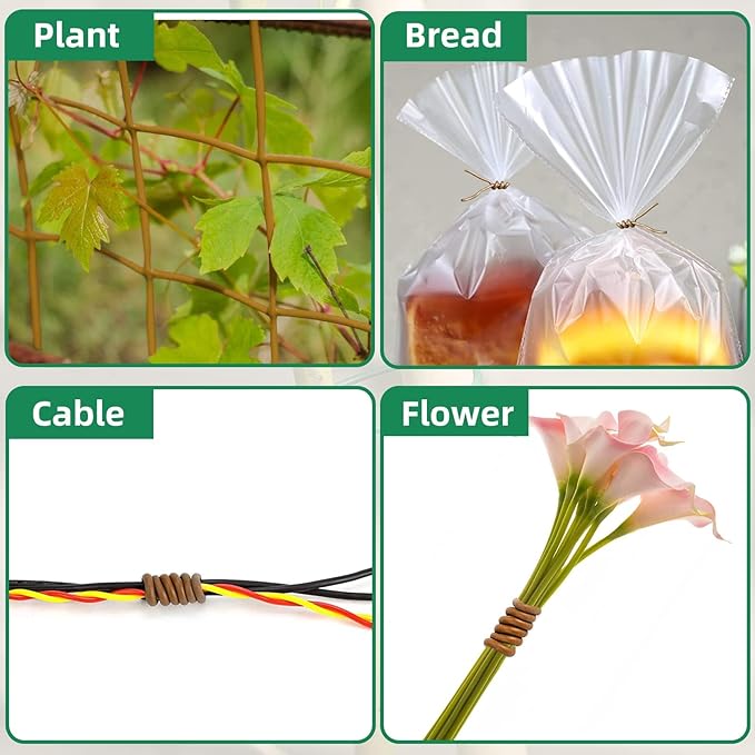 Decoroca Soft Plant Ties for Support - 65.6' Reusable Waterproof Plant Wire, Garden Twist, Office Organization and Decoration Binding（3pcs/Brown）