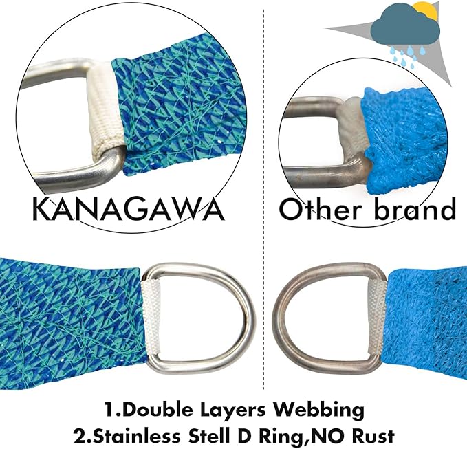 KANAGAWA 6'X8' Turquoise Mix Custom Size Sun Shade Sail Rectangle UV Block Canopy Cover for Patio Backyard Lawn Garden Outdoor (Customized Available)