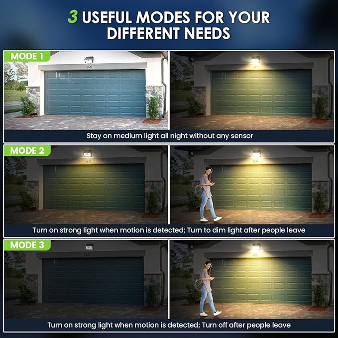 CLAONER Solar Lights Outdoor [𝟖 𝐏𝐚𝐜𝐤/126 LED], Wireless Motion Sensor Lights, IP65 Waterproof Security Lights 3 Modes, 270° Lighting Angle, Ultra-Bright Wall Lights for Deck Patio Fence Garage