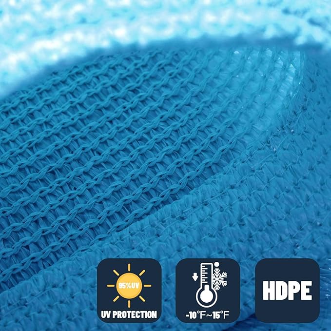 SUNNY GUARD Custom Size 9'x22' Rectangle Turquoise Blue UV Block Sunshade for Backyard Yard Deck Patio Garden Outdoor Activities and Facility(Customized)