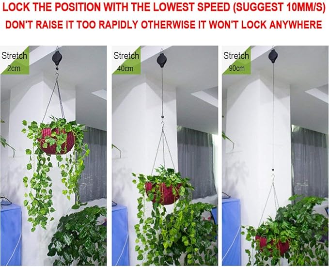 Pack Plant Hook Pulley, Retractable Plant Hanger Easy Reach Hanging Flower Basket for Garden Baskets Pots and Birds Feeder Hang High up and Pull Down to Water Or Feed (Black 6Pack)