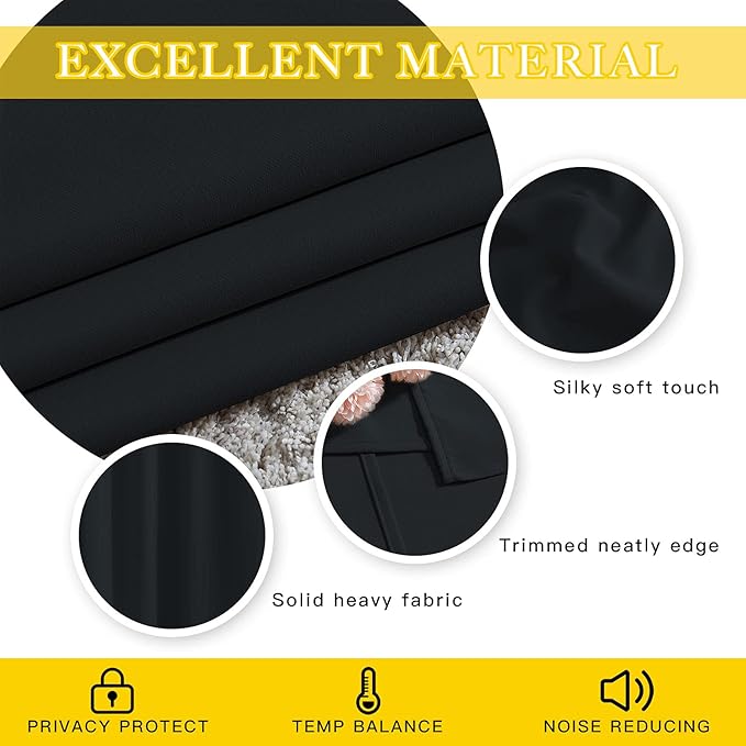 NICETOWN Black Out Curtain for Sliding Glass Door, Grommet Thermal Insulated Sound Reducing Window Treatment Weighted Wide Draperies for Bedroom/Living Room (W80 x L90, 1 Panel)