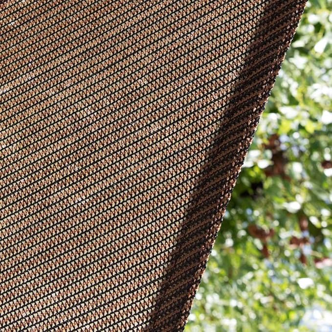 Amgo Custom Size 24' x 24' x 24' Brown Triangle Sun Shade Sail UPF50+ AGTAPRT12, Order to Make Canopy Awning, 95% UV Blockage, Water & Air Permeable, Commercial Standard (We Customize)