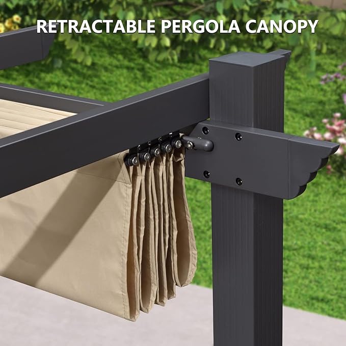 Pergola Shade Cover Replacement Canopy Top Compatible with 10 X 10 ft 6-Bar Pergola Frames - Beige (Canopy Size 116" W x 95" L, Canopy Top Only)