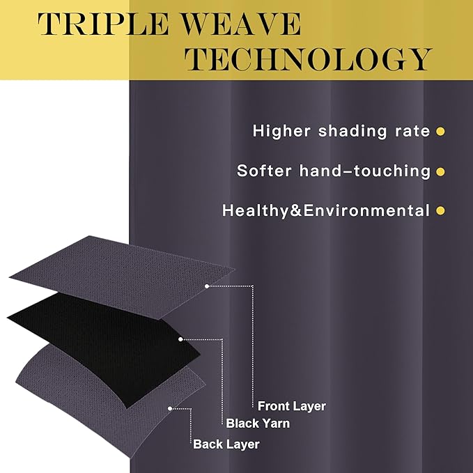 NICETOWN Bedroom Curtain Room Darkening Drapery 102 inches Length - Home Fashion Thermal Insulated Grommet Room Darkening Curtain for Living Room (Greyish Purple, 1 Panel, 52 x 102 inches)