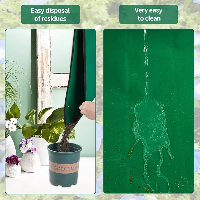 Plant Repotting Mat for Indoor Plants Transplanting Table Top Gardener Portable Potting Tray Potting Soil Tidy Tray Succulents Bonsai Planting Gardening Mat Garden Gifts for Women 29.5"x29.5"