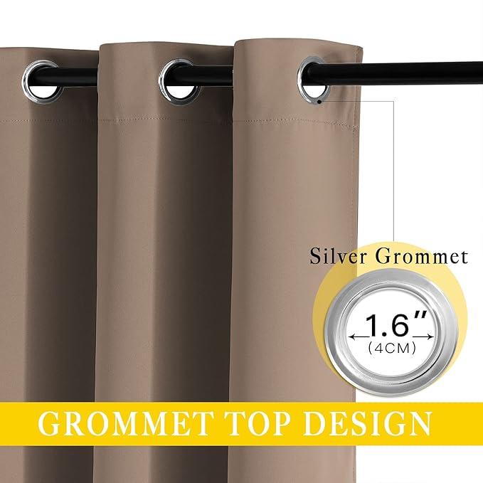 NICETOWN Blackout Curtain for Patio Door, Grommet Top Sliding Door Panel Thermal Insulated Bedroom Blackout Curtain for Villa/Hall/Parlor (Cappuccino, 1 Panel, 80" W x 95" L)