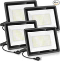 4 Pack 100W LED Flood Light,Super Bright Exterior Security Lights With Plug,IP66 Waterproof Outdoor Flood Light, 11600lm 5000K Daylight White Floodlight for Yard, Garden,Basketball Court, Arena