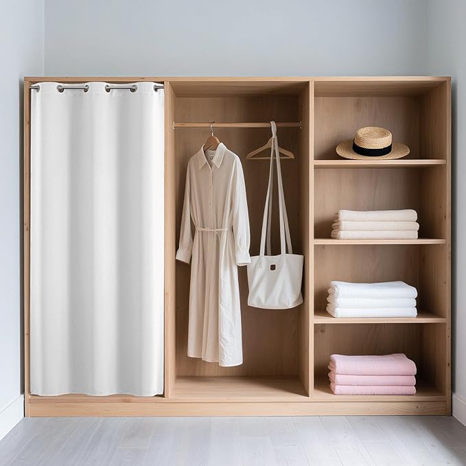 Joydeco Blackout Door Curtain for Doorway Privacy 96 Inches Long, Grommet Closet Curtain for Open Closet, Room Divider for Bedroom Living Room (Pure White 52Wx96L, 1 Panel)
