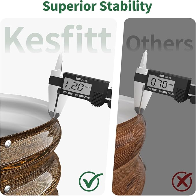 Kesfitt Round Metal Raised Garden Bed, 2x2x1 FT, 12-Inch Deep Galvanized Steel Garden Bed with Open Bottom for Vegetables & Herbs, Walnut Finish, 3 Pack