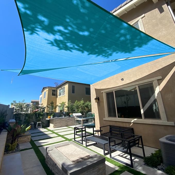 SUNLAX Sun Shade Sail 8' x 16' x 17.9' Turquoise Blue Rectangle Canopy Sail Shade Cover UV Block Permeable Sunshade Outdoor for Patio Backyard Deck Pergola (We Make Custom Size)