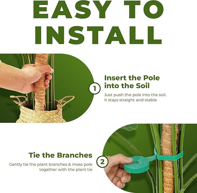 63 Inch Bendable Moss Pole Monstera Plant Support for Climbing Indoor Plants - Stakes for Potted Climbers - Tall Sticks Indoor Trellis for Houseplants - Accessories for Monstera Pot