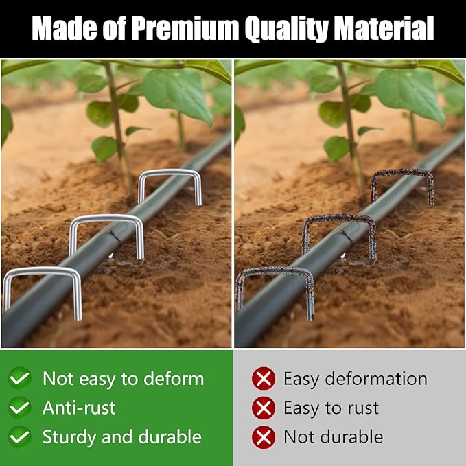 FEED GARDEN 4 Inch Hot-dip Galvanized Landscape Staples, 11 Gauge Anti-Rust Garden Stakes, 100 Pack