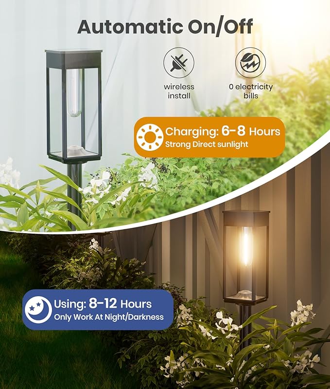 Solar Pathway Lights Outdoor, 8 Pack Bright Solar Lights Outdoor, Auto On/Off, IP65 Waterproof Solar Garden Lights Solar Powered Landscape Lighting for Yard Patio Walkway Driveway Pathway