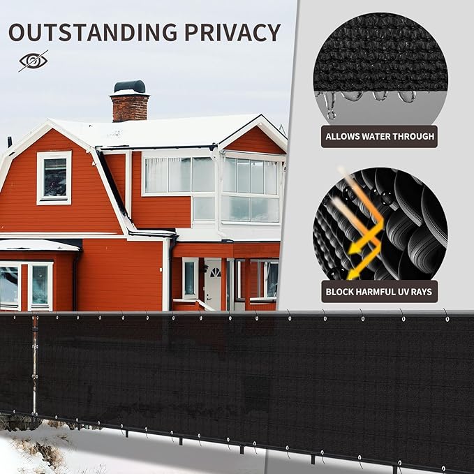 LOVE STORY Custom Size 3.3'x21' Black Balcony Privacy Screen,UV Block Privacy Fence Screen,90% Shield for Outdoor Pool Garden Apartment Railing