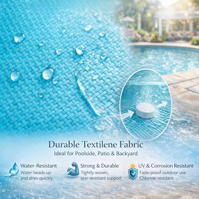 Kozyard Outdoor Chaise Lounge Chair, Full Aluminum Frame, Adjustable Reclining Patio Lounger for Poolside, Sunbathing & Backyard, Textilene (Aqua)