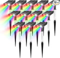 RGB Solar Spot Lights : 2 IN 1 Solar Lights Outdoor with 8 Lighting Modes & PC Light Guide Column for Tree Garden Yard Pathway | RGB Color Changing Landscape Lights | IP65 Waterproof | 12 Pack