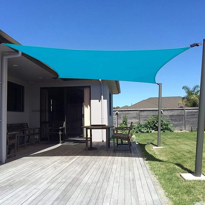 SUNNY GUARD Sun Shade Sail 14' x 18' Rectangle Turquoise Blue UV Block Sunshade for Backyard Yard Deck Patio Garden Outdoor Activities and Facility(We Make Custom Size)
