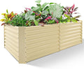 Land Guard 6x3x2ft Galvanized Raised Garden Bed, Planter Boxes Outdoor, Raised Garden Beds Outdoor for Vegetables, Flowers, Herbs, 269 Gallons, Cream Yellow…