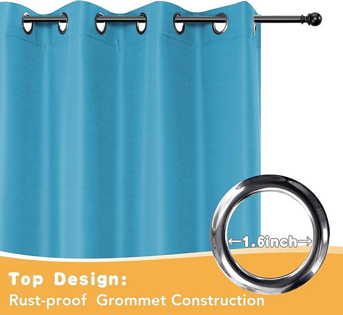 HolidayIdeas Extra Wide Outdoor Curtains for Patio Waterproof, 2 Panels - 110 x 84 Inch - Privacy & Light Filtering Curtains Grommet Outside Curtains for Porch, Gazebo, Pergola, Backyard (Teal