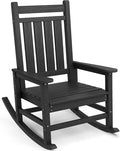 SERWALL Oversized Rocking Chair, Outdoor Rocking Chair for Adults, All Weather Resistant Porch Rocker for Lawn Garden, Black
