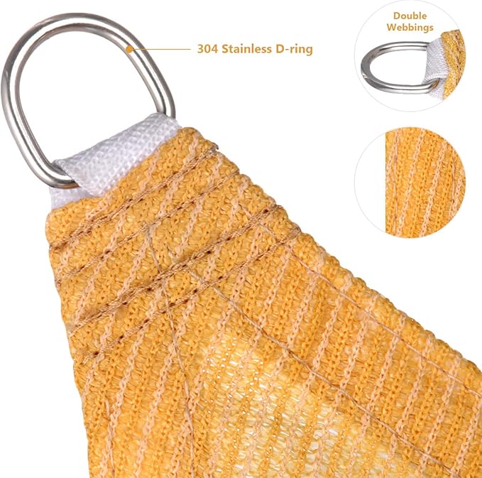 Eden's Decor Straight Flat-Edged Sun Shade Sail Rectangular 15' x 21' Wheat UV-Blocking Outdoor Canopy Fabric Cloth Awning for Pergola Patio Garden Backyard Custom Size