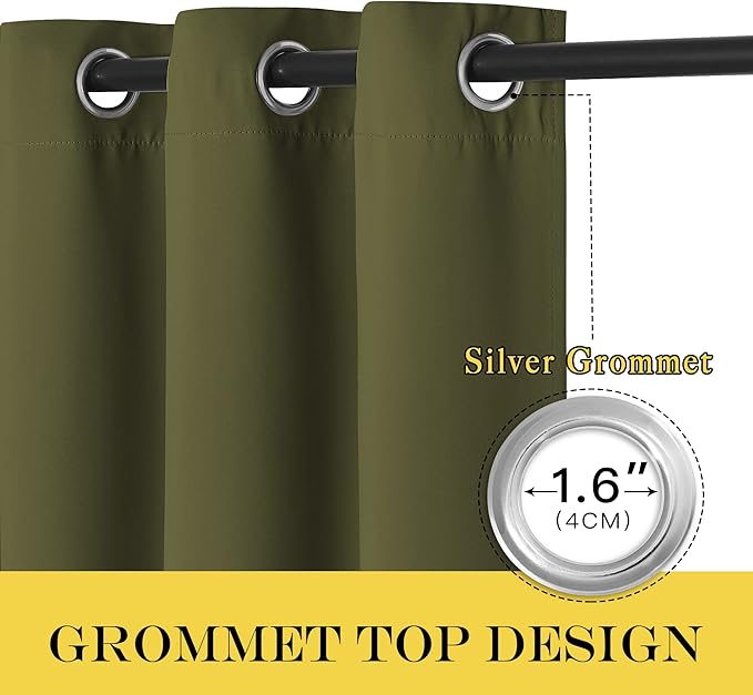 NICETOWN Blackout Room Divider Curtains for Sliding Glass Doors 102 Inches Long 1 Panel, Extra Wide Curtains for Doorway Patio Bedroom Living Room (Olive Green, 80Wx102L, 1 Panel)