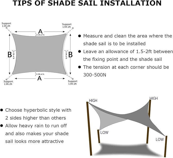 KANAGAWA Sun Shade Sail 10'x13' Gray Rectangle UV Block Canopy Awning Shelter Fabric Cloth Screen for Outdoor Patio Garden Backyard Activities
