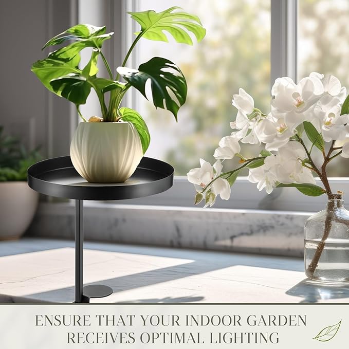 2 Pcs Window Sill Plant Shelf 7.9''D x 14.2''H Adjustable Window Shelf Windowsill Clamp Tray for Indoor Plants Metal Windowsill Extension Tray Planter Floating Shelves for Indoor Outdoor