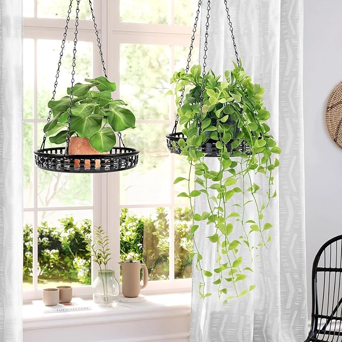 Plant Hanger Indoor Outdoor 3 Pack, Hanging Planter for Indoor Outdoor Plants, Hanging Plant Holder Shelf, Hanging Basket, Decorative Metal Plant Holder