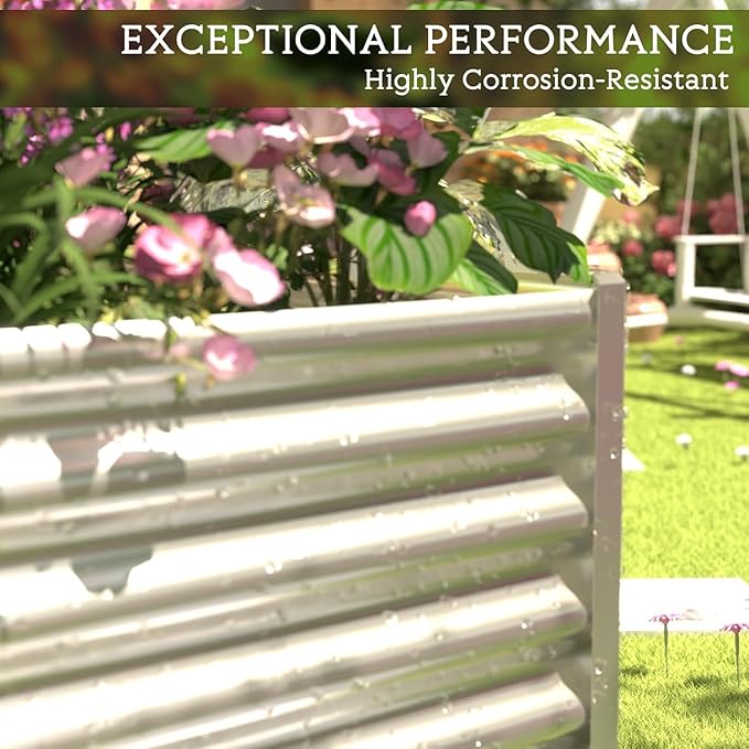 FRIZIONE 3pcs 6x3ft Galvanized Raised Garden Bed Outdoor,Above Ground Garden Bed for Vegetable,Metal Raised Beds for Flower,Steel Raised Beds for Gardening
