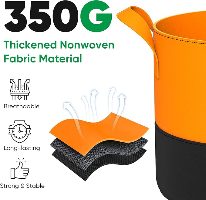 15-Gallon Grow Bags for Potato Planting: 6 Pack Heavy Duty 350G Thickened Potatoes Planter Bags with Handles - Fabric Pots Felt Garden Bags for Growing Vegetable Fruit Flower Herb with Plant Labels