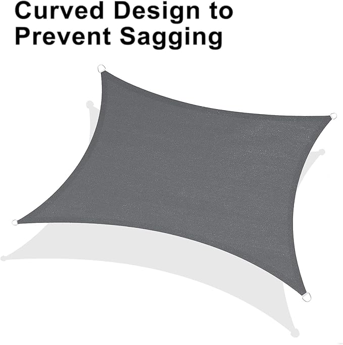 LOVE STORY Custom Size 10'x24' Dark Grey Sun Shade Sail Rectangle UV Block Canopy Patio Sail Sunshades Fabric for Outdoor Garden Carport (We Make Custom Size)