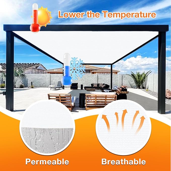 Artpuch Outdoor Pergola Shade Cover 9' X 11' Sun Shade Cloth with Grommets, 90% UV Protection Canopy Patio Privacy Screen (Customized Available) GN107, White