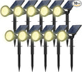 Solar Spot Lights Outdoor, 10 Pack Outdoor Solar Lights for Yard, 4 Lighting Mode Solar Landscape Spotlights with Auto On/Off, 2-in-1 Waterproof Wall Lights for Garden, Walkway (Warm White)