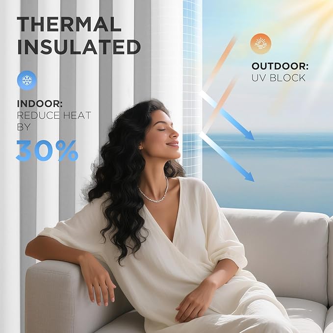 Joydeco Blackout Patio Sliding Door Curtains 108 Inches Long, Grommet Privacy Room Divider Curtains, Extra Wide Thermal Blackout Drapes for Bedroom Living Room (Pure White, 80Wx108L, 1 Panel)