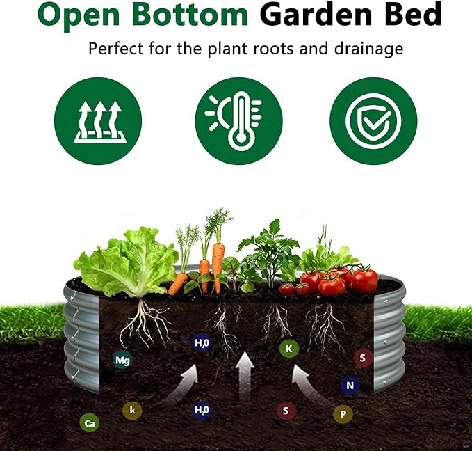 zizin 2 Pack Galvanized Raised Garden Bed Metal Round Raised Garden Beds Outdoor Planter Box for Vegetables (3FT, Silver)