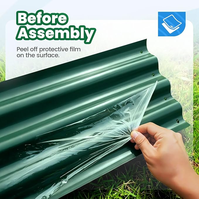 Quictent Galvanized Raised Garden Bed Metal Planter Box Bottomless for Backyard Outdoor, Include 1 pc Tomato Cage, Dark Green, 6x3x2 Ft