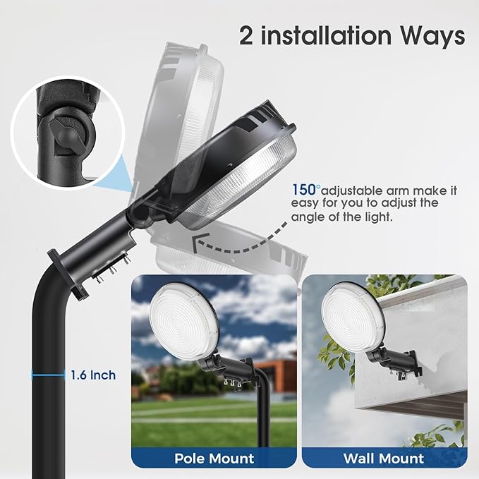 LED Barn Light, 150W 20000LM Dusk to Dawn Outdoor Lighting with Adjustable Angle Photocell, 6500k Daylight IP66 Waterproof Outdoor Street Lights for Yard, Garage, Farmhouse, Security Light