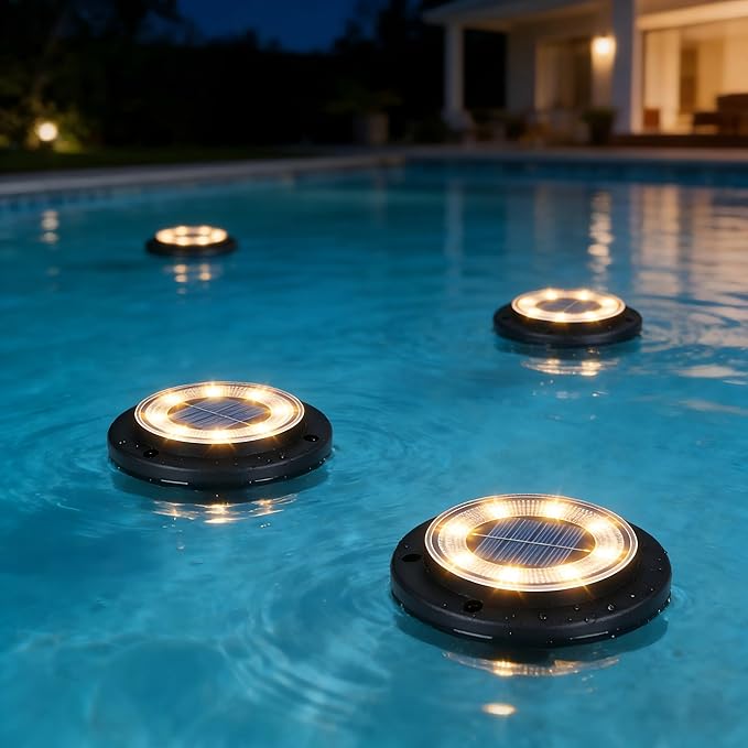 Flacchi Solar Lights Outdoor - Solar Powered Ground Lights Outdoor Solar Disk Light Waterproof Landscape Light for Patio Yard Pathway Walkway Driveway (Warm White, 12 Pack)