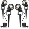 L LOHAS LED Landscape Lighting Outdoor, Spotlights for Yard Pathway Garden IP66 Waterproof, Dusk to Dawn Light Sensor, 120V 5W 450LM Yard Flood Light with 3-Plug, 3000K Warm White, UL Listed, 4Pack