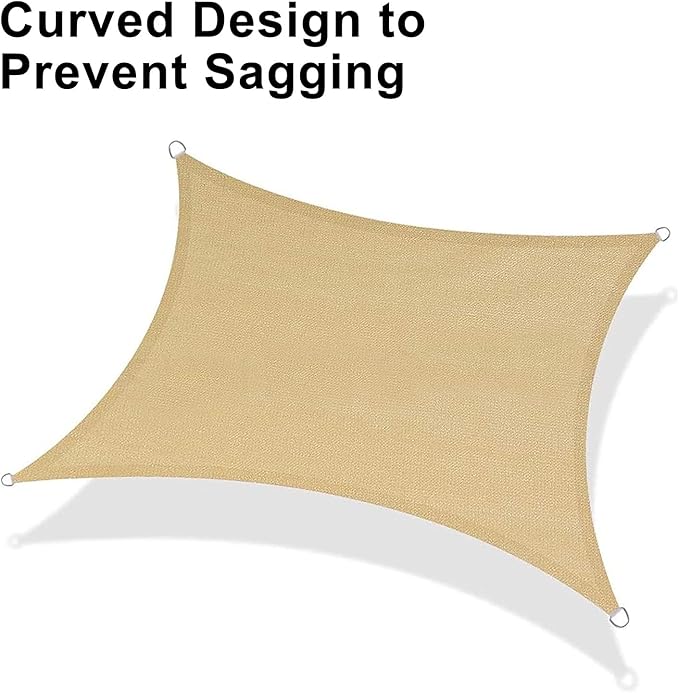 LOVE STORY Sun Shade Sail, 8' x 10' Sand Rectangle Canopy Shades for Outdoor Patio Shading, UV Block Sunshade Cover (We Make Custom Size)