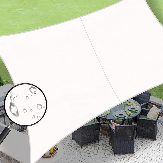 LOVE STORY Rectangle 8'x20' Waterproof Sun Shade Sail Canopy UV Block for Outdoor Patio Backyard Carport,White(We Make Custom Size)