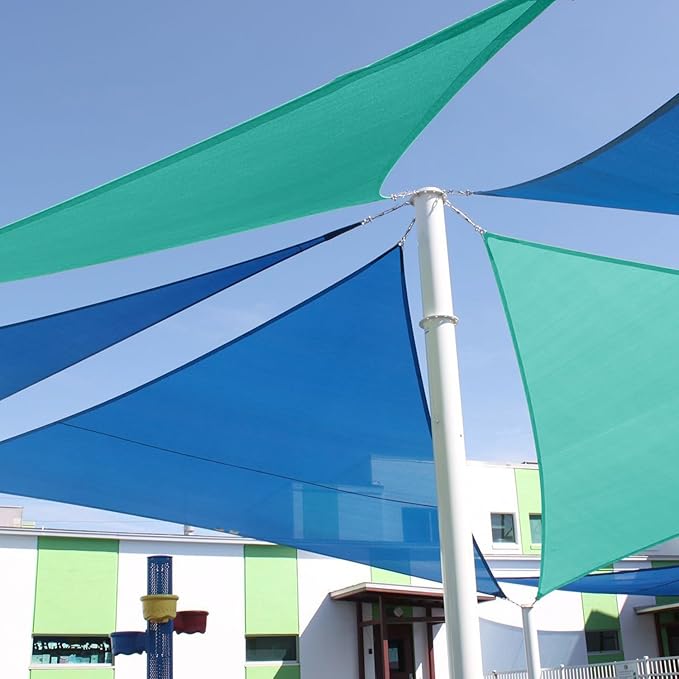 E&K Sunrise 23' x 23' x 23' Sun Shade Sail Triangle Canopy Shade Cover UV Block for Patio Backyard Garden Outdoor (Turquoise)