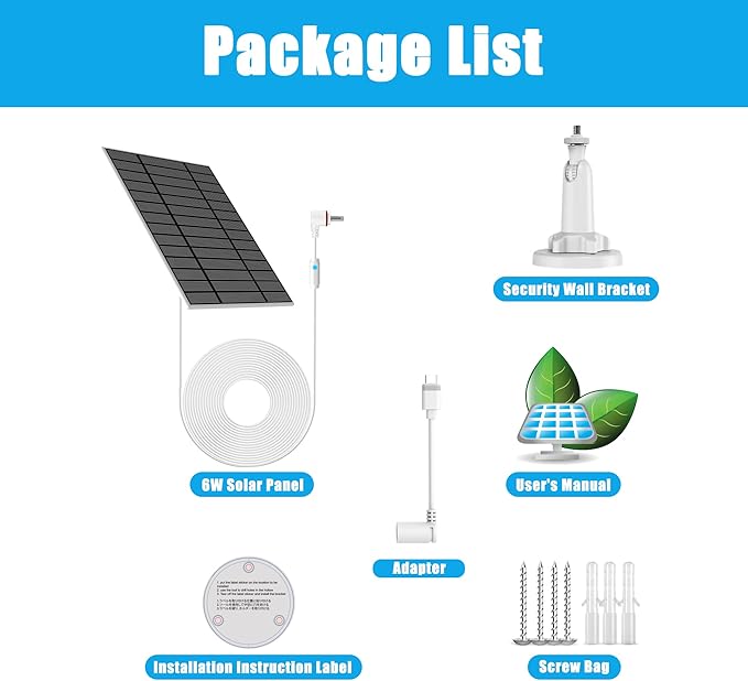6W Solar Panel Compatible with Ring Spotlight Cam Plus/Pro and Stick Up Cam Battery, Solar Power Charger for Ring Cam with Indicator Light,13ft Cable IP66 Solar Panel USB-C and DC3.5mm Ports