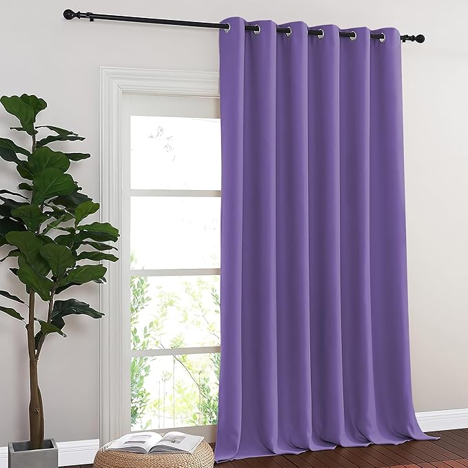 NICETOWN Lilac Purple Blackout Curtains for Bedroom 95 Inch Length - Thermal Insulated Room Darkening Privacy Grommet Window Drapes for Boys Room, Set of 1 Panel, 80 x 95 Inch