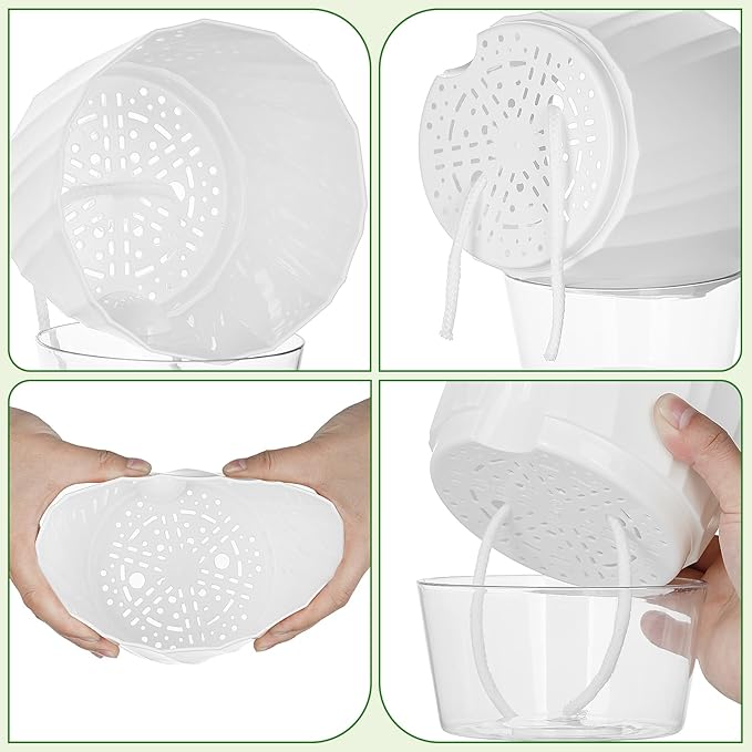 KIMCHOMERSE Self Watering Plant Pots, 6 Inch Plant Pots White, 6 Pack Flowers Pot Indoor Planter Pots with Tray for Spider Plant, Orchid, African Violet