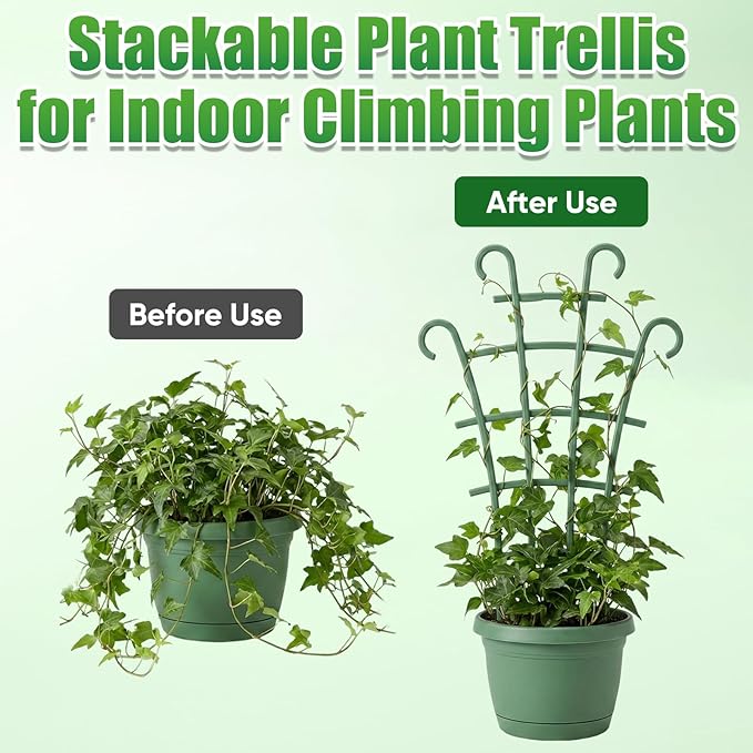 5 Pcs Trellis for Potted Plants,Stackable Plant Trellis for Climbing Plants Indoor, Small Plastic Support for Vine Ivy Hoya Houseplants Flower Plant Support