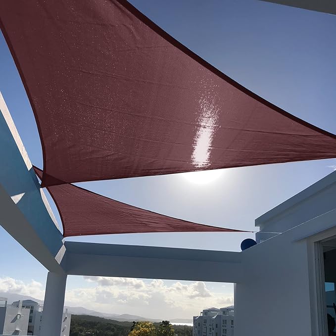 SUNNY GUARD Sun Shade Sail 13'x13'x13' Triangle Brown UV Block Sunshade for Backyard Yard Deck Patio Garden Outdoor Activities and Facility(We Make Custom Size)