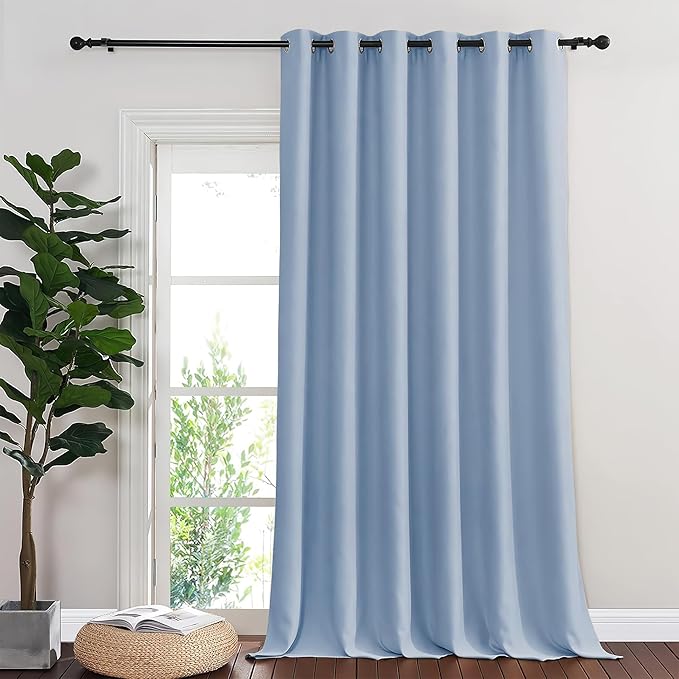 NICETOWN Vintage Blue Blackout Curtains for Bedroom 95 Inch Length - Thermal Insulated Room Darkening Privacy Grommet Window Drapes for Boys Room, Set of 1 Panel, 80 x 95 Inch